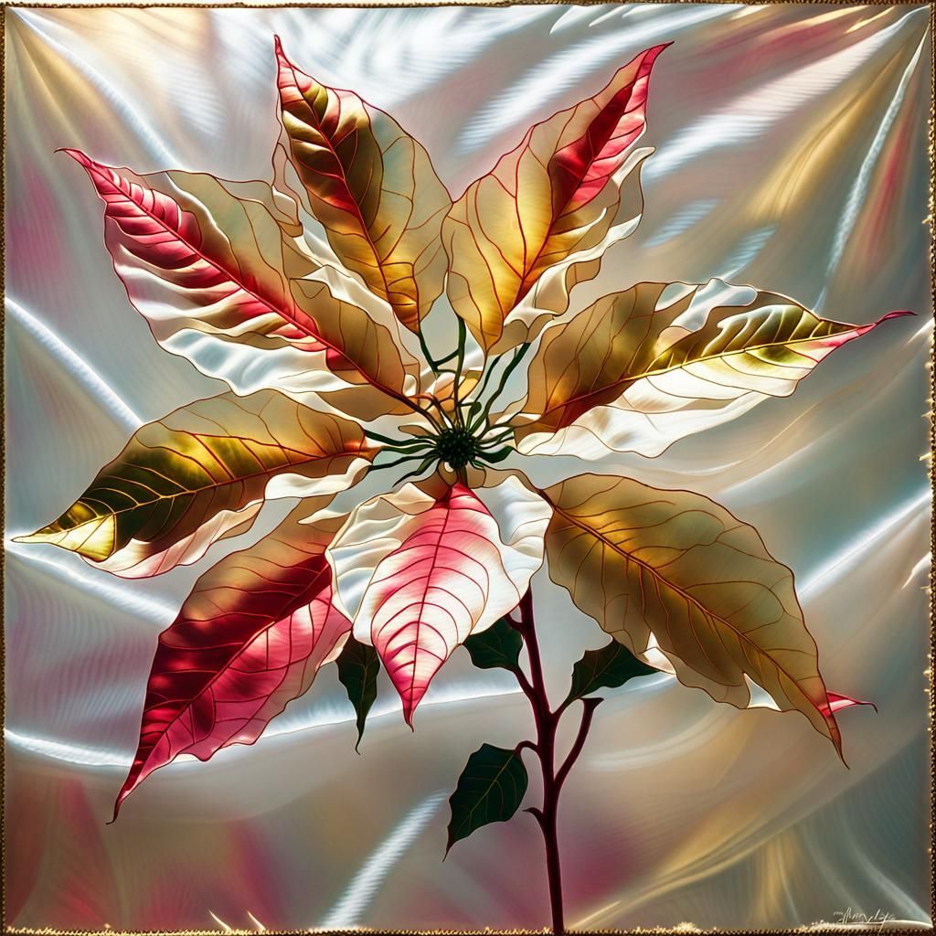 Opalescent Poinsettia on Sunlit Silk