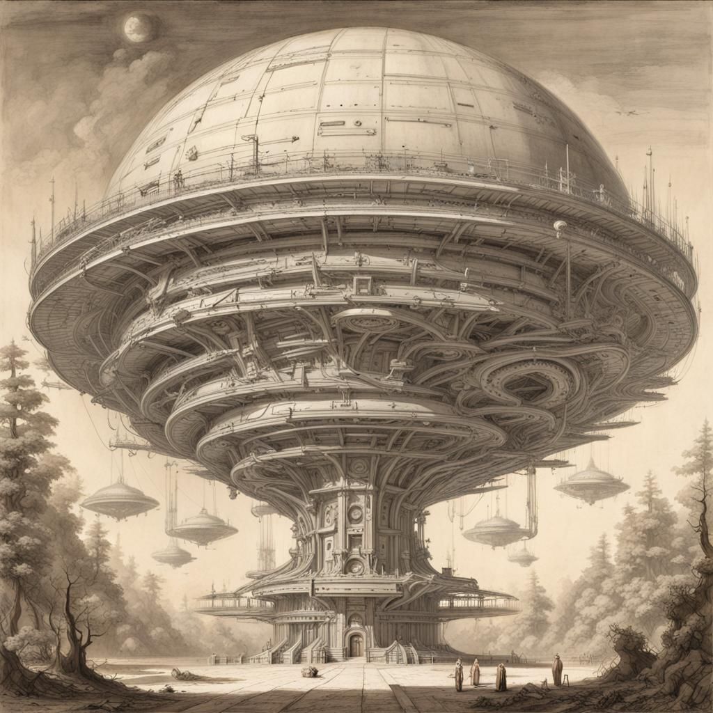 Neoclassical Space Station on Alien Planet