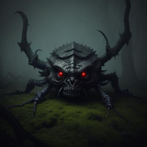 Grotesque Leathery Creature in Dark Fantasy Art