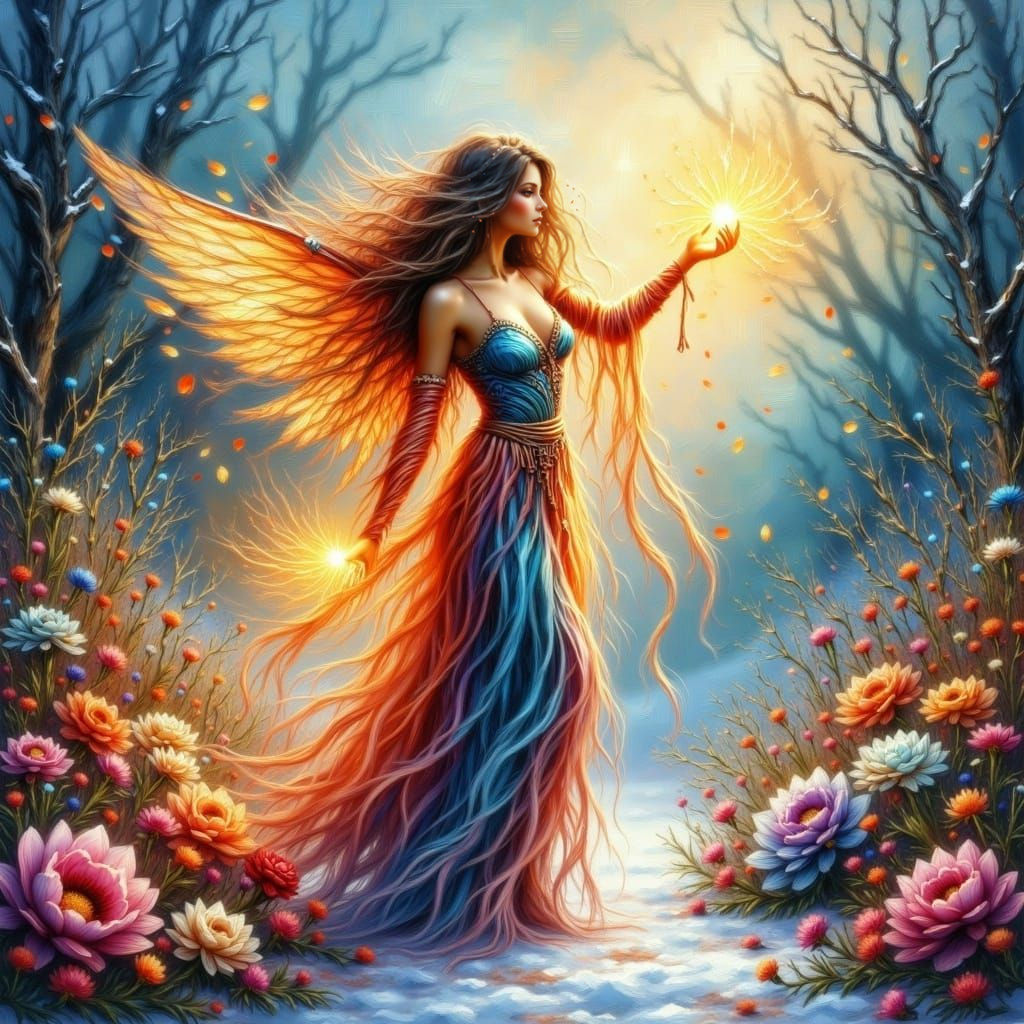 Enchanting Winter Fairy Unleashes Spring's Vibrant Blooms