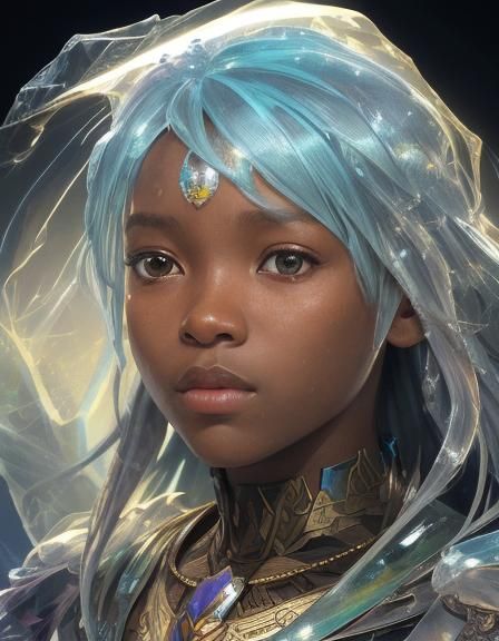 Child Holding Crystals: Hyperdetailed Portrait