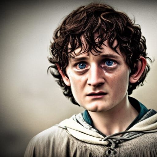 Frodo in Tears Holding the Ring of Power