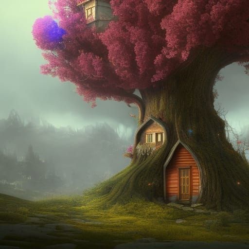Tree Growing Out of House: Fantasy Concept Art
