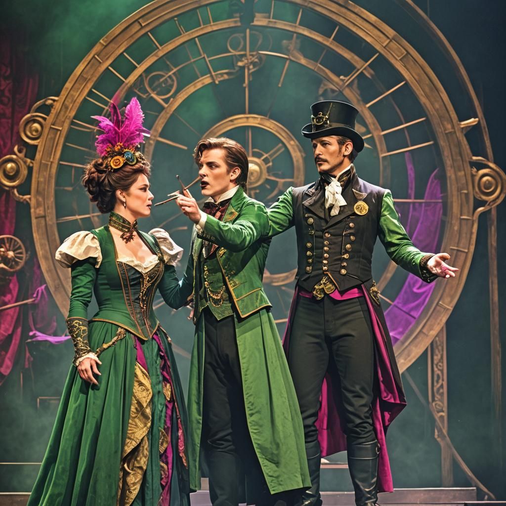 Steampunk Opera Singers on Stage with Kintsugi