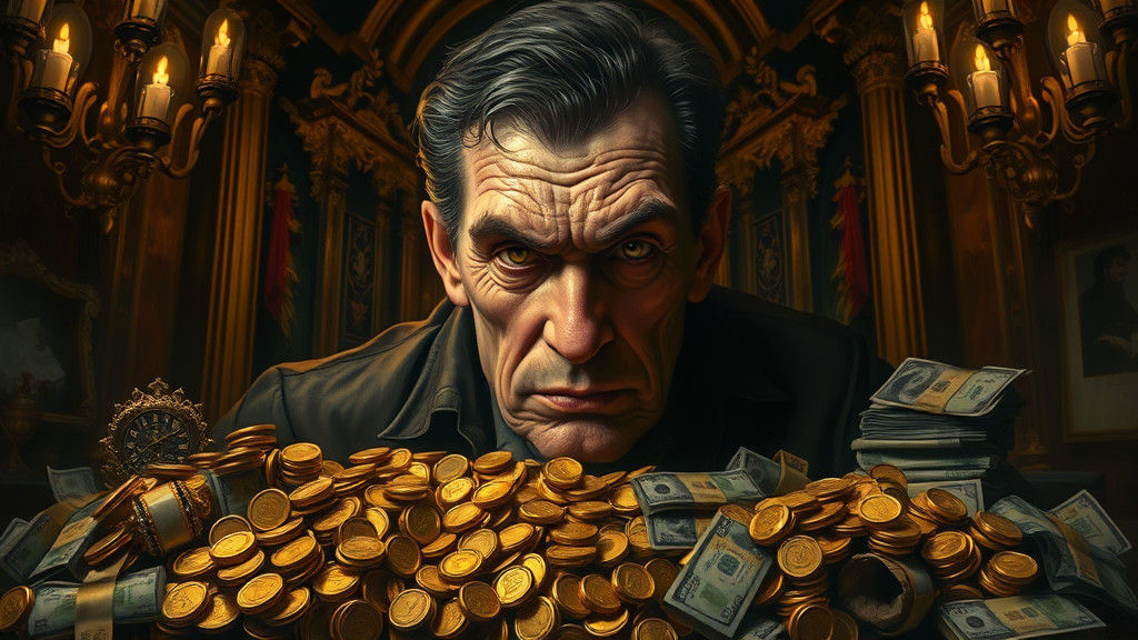 Miser's Hoard: Baroque Portrait in Golden Light