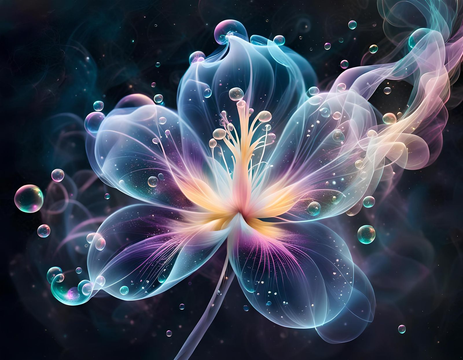 Ethereal Smoke Flower on Cosmic Background