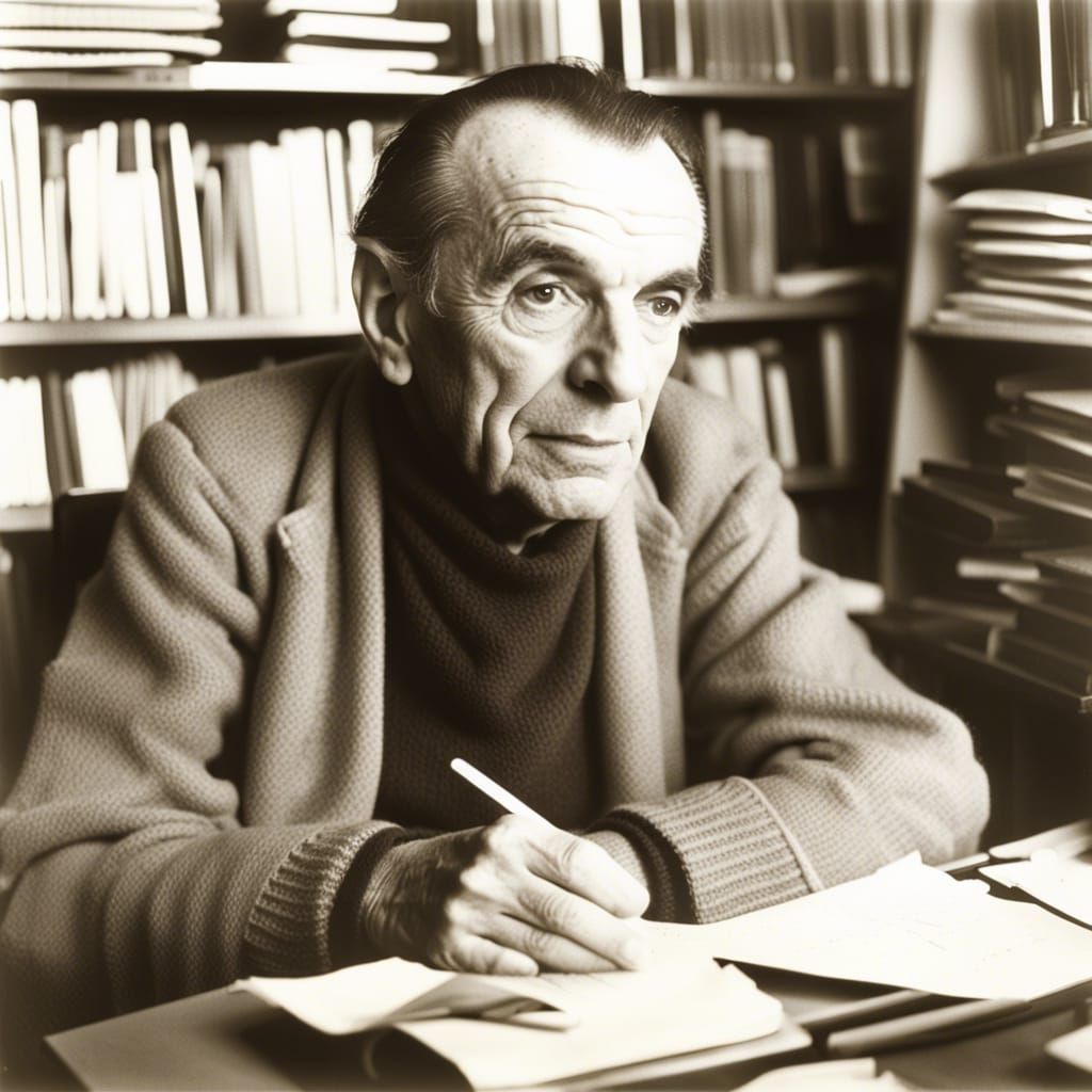 Louis Ferdinand Céline at Work: Charcoal Drawing