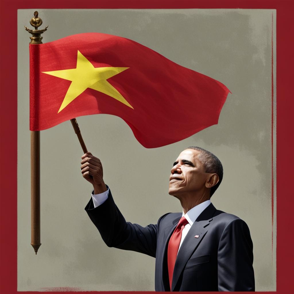 Political Figure Holding Communist Flag