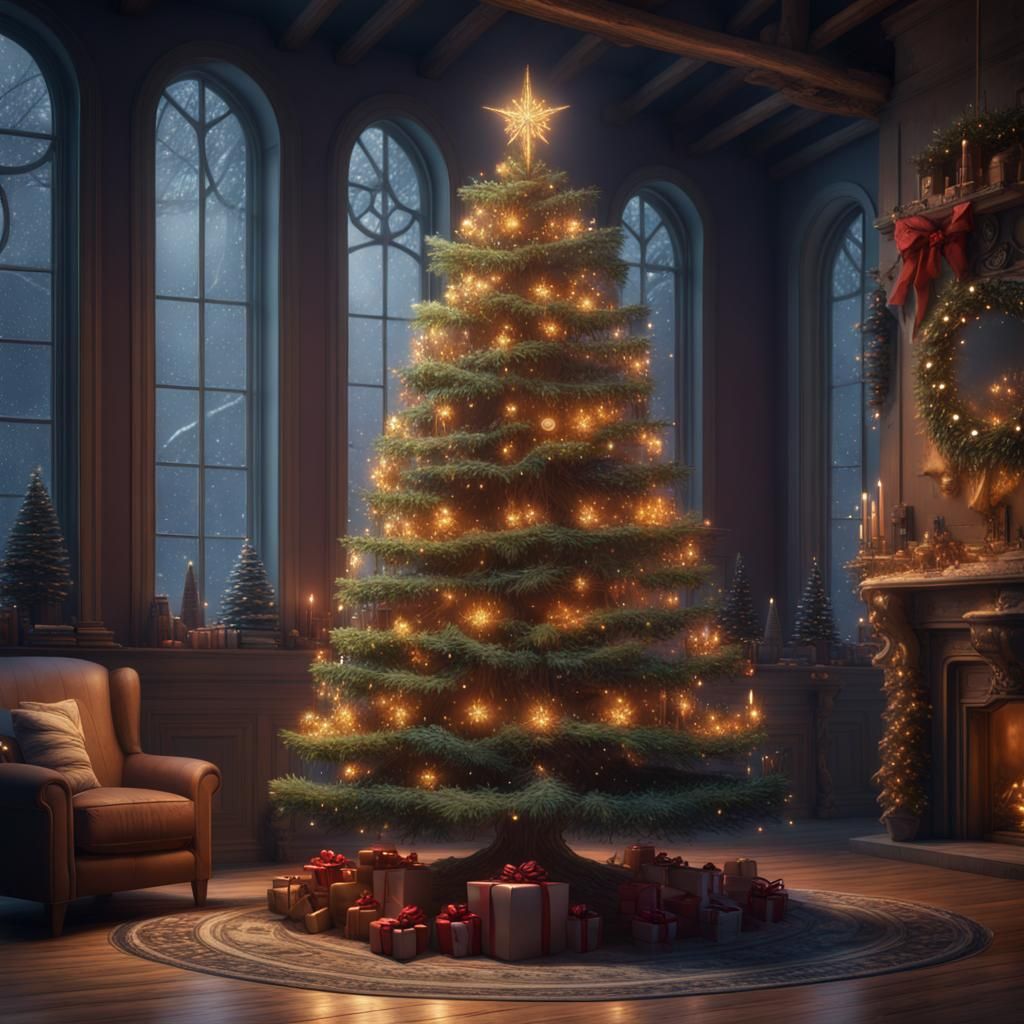 Detailed Christmas Tree Matte Painting in Unreal Engine