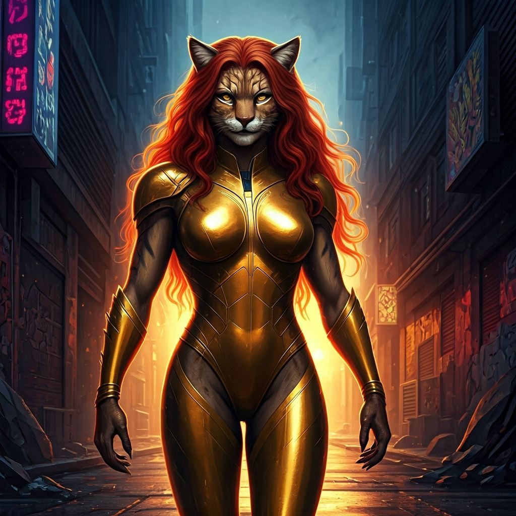 Thornn: Feline Mutant in Urban Alley, Digital Painting
