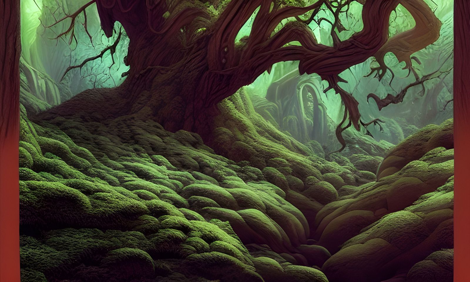 Eerie Forest Valley with Volumetric Lighting