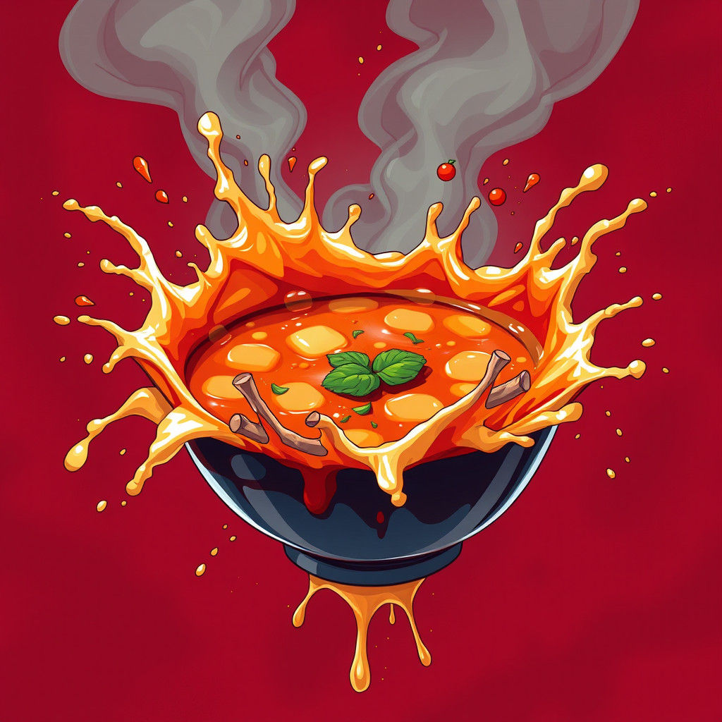Dynamic Manga Soup Splash in Anime Style