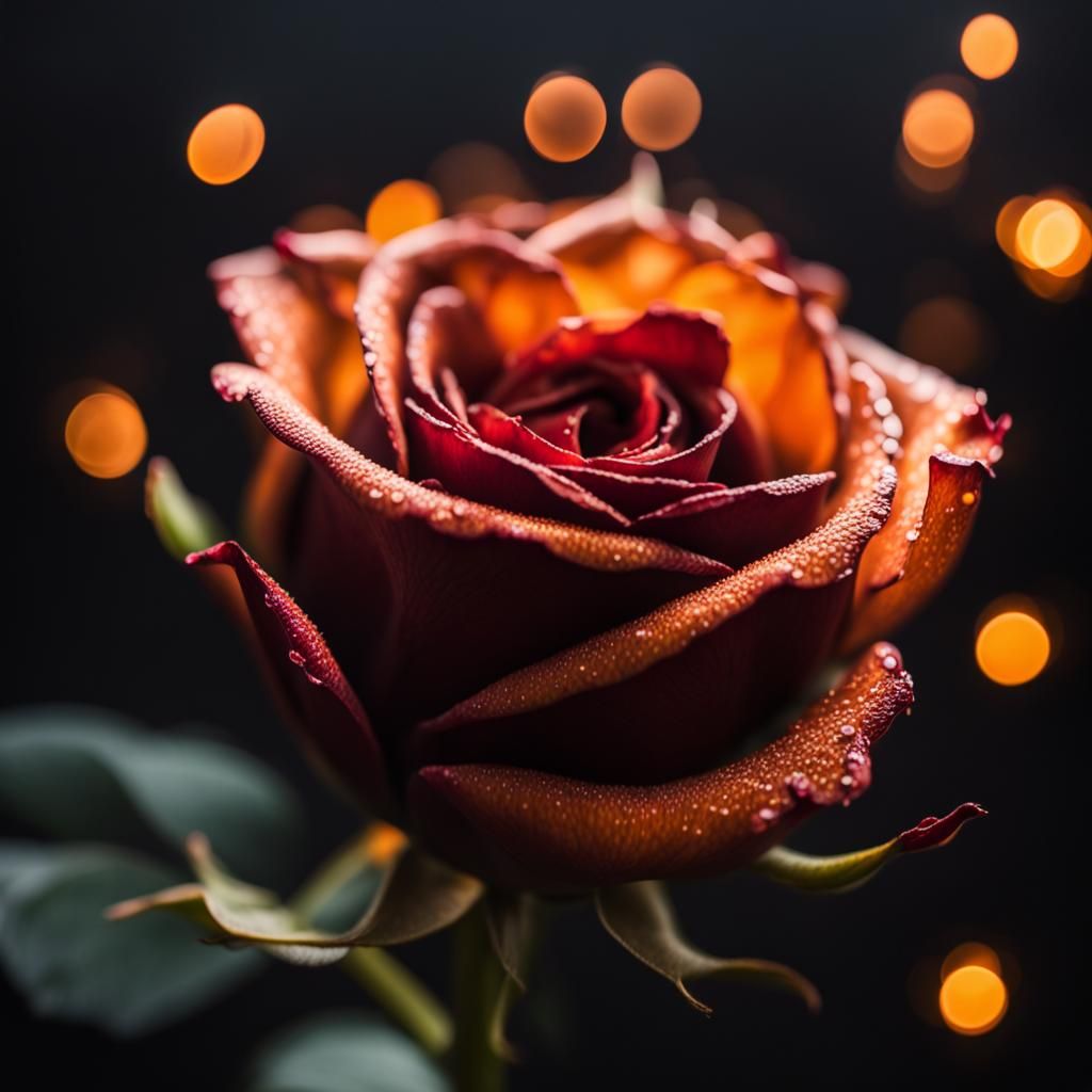 Flaming Rose in Black Space: Professional Photography