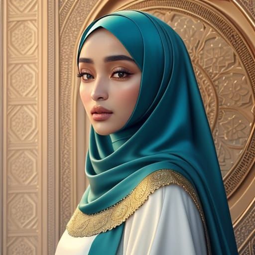 Renaissance Portrait of a Muslim Woman in Hijab