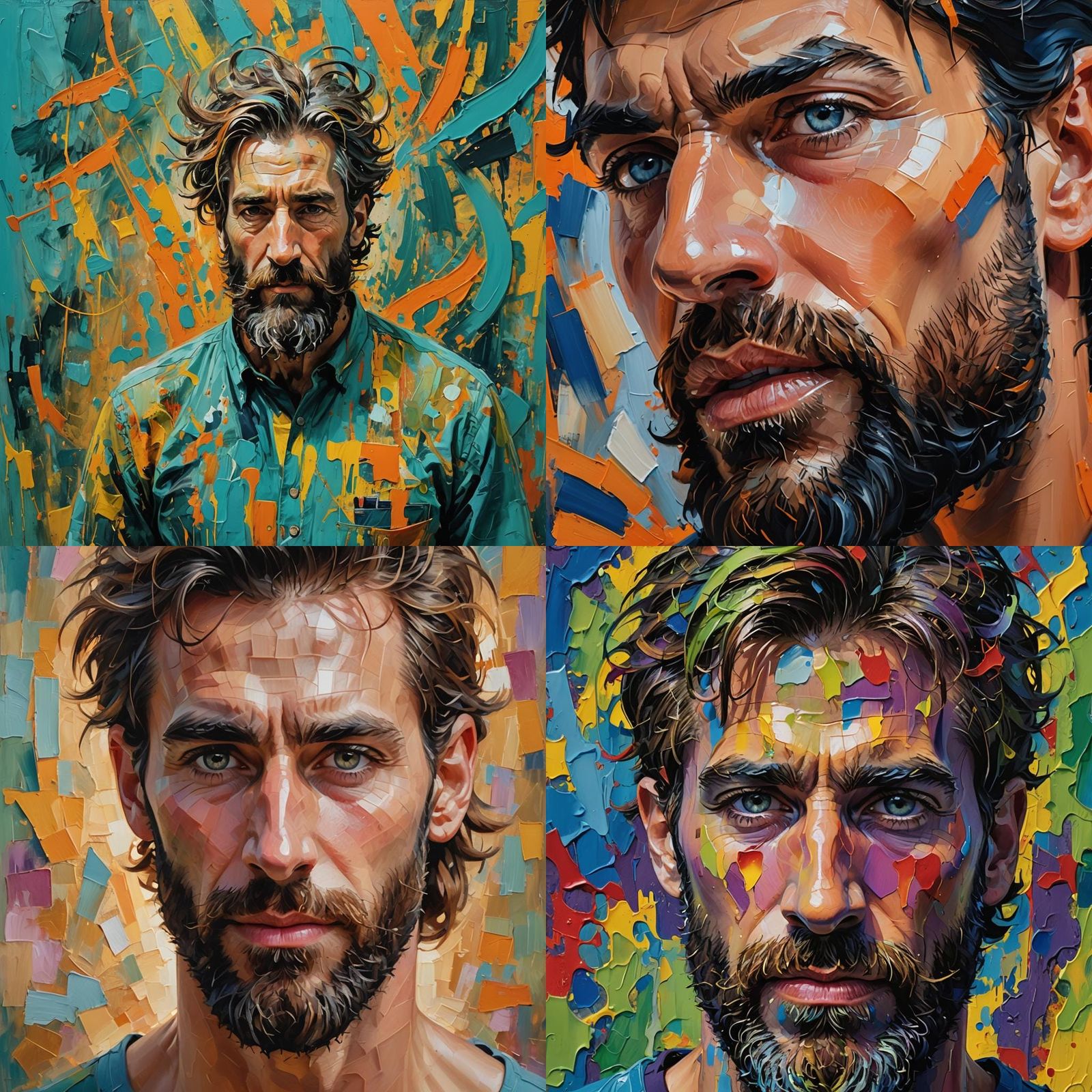 Abstract Portrait of Athletic Man with Fine Details