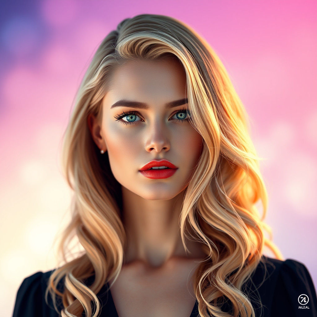 Blonde Actresses Fusion Portrait in Art Nouveau Style