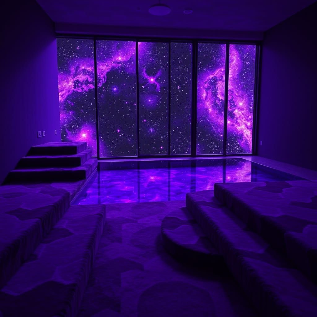 Dark Purple 90s Apartment With Galactic Pool