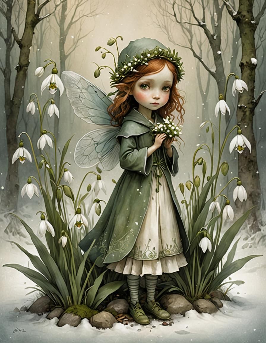 Snowdrop Fairy Inspired by Storybook Art