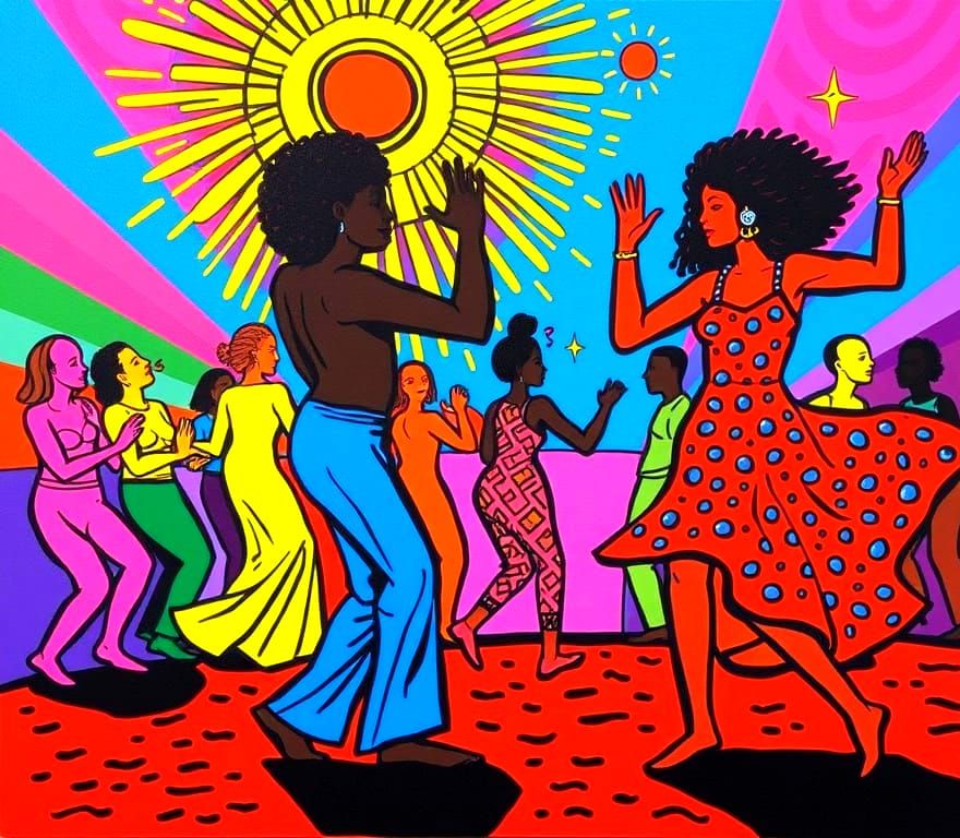 Soulful Dancers in Vibrant Pop Art Style