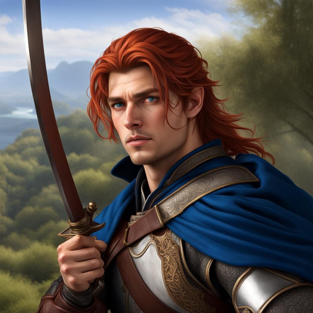 Handsome Red-Haired Swordsman in Wheel of Time Style