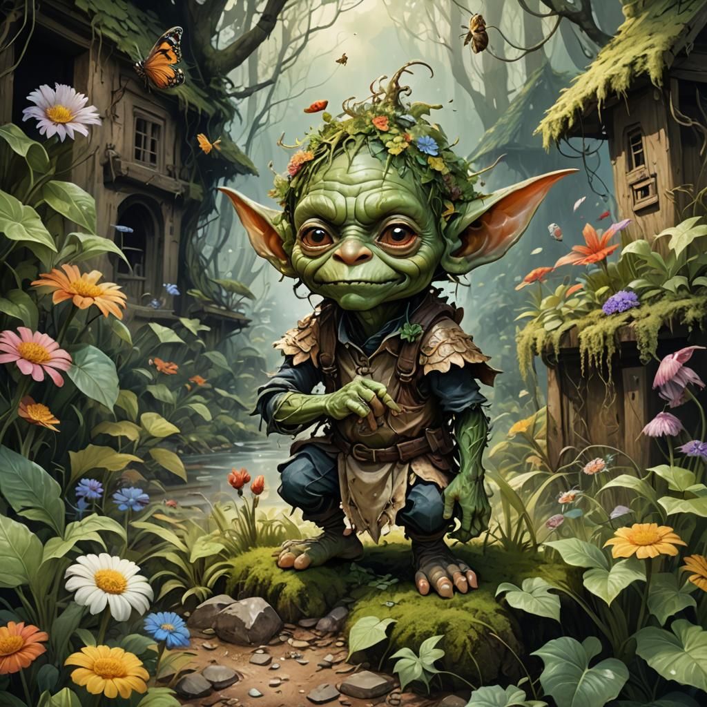Adorable Straw Goblin Portrait in Fantasy Style