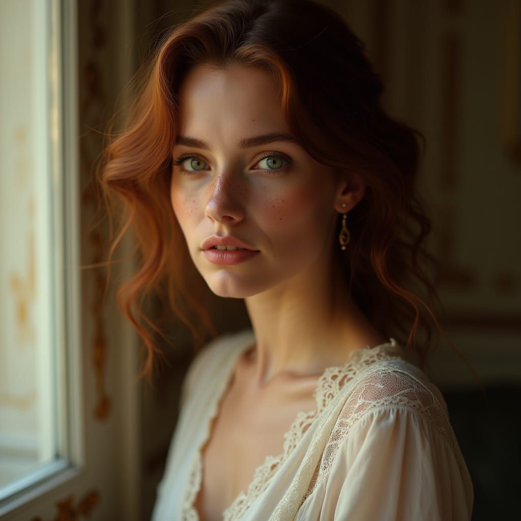 Elegant French Beauty in Golden Light