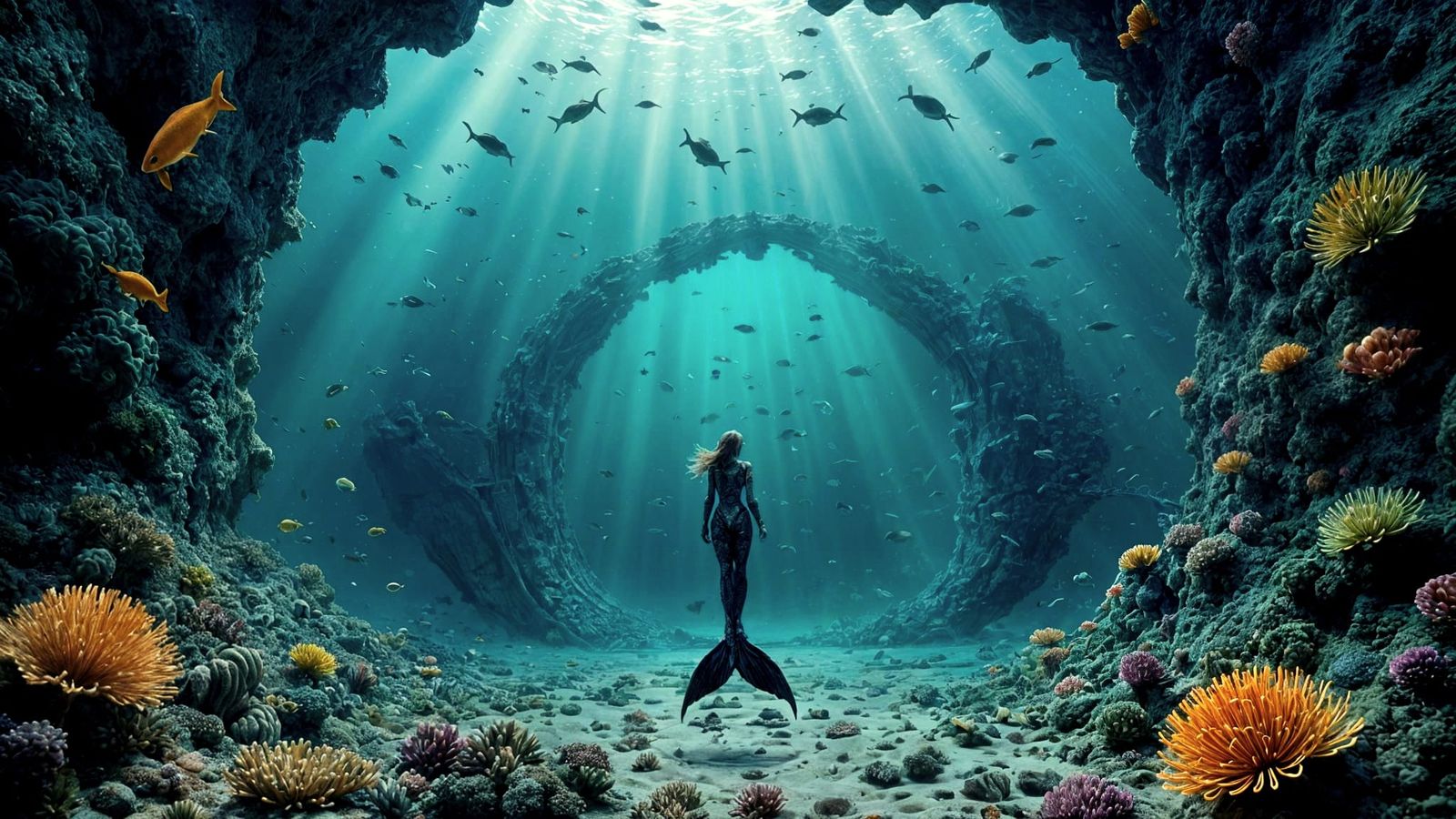 Underwater City of Coral and Shipwrecks, Merfolk in Armor