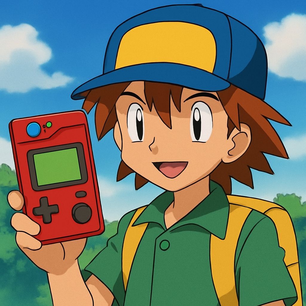 Ritchie from Pokémon Holding a Pokédex