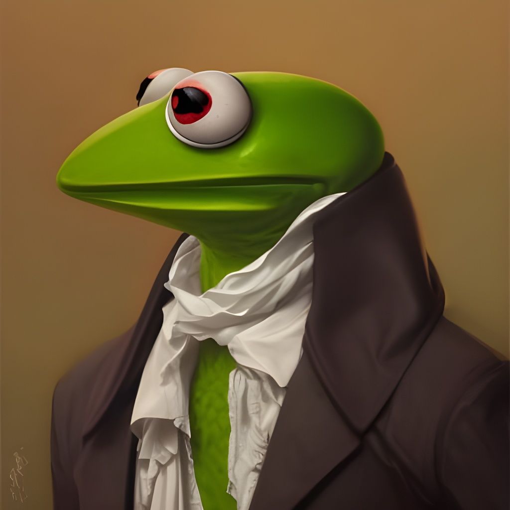 Victorian Kermit Portrait in Art Nouveau Style