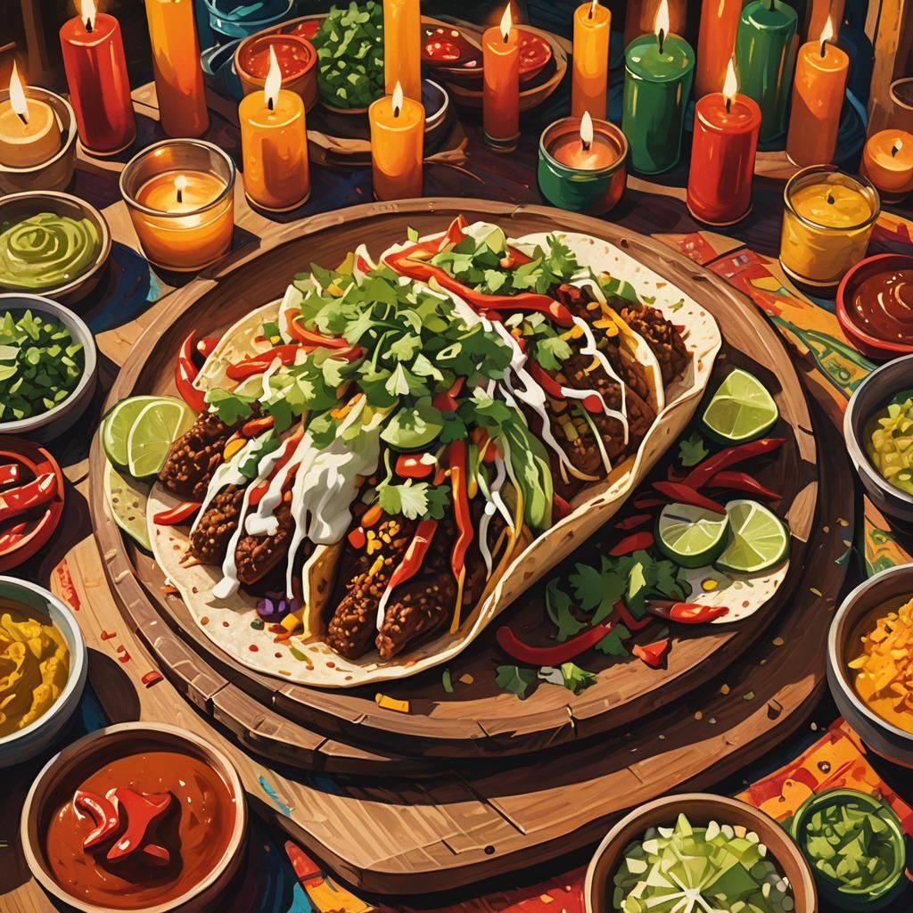 Steaming Taco Illustration in Rothko Color Field Style