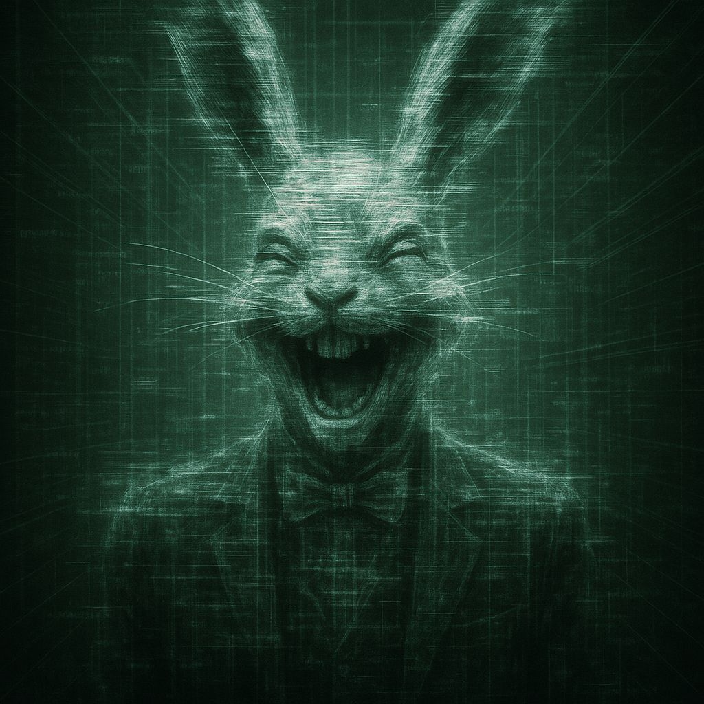 Glitching Anthropomorphic Rabbit in Double Exposure
