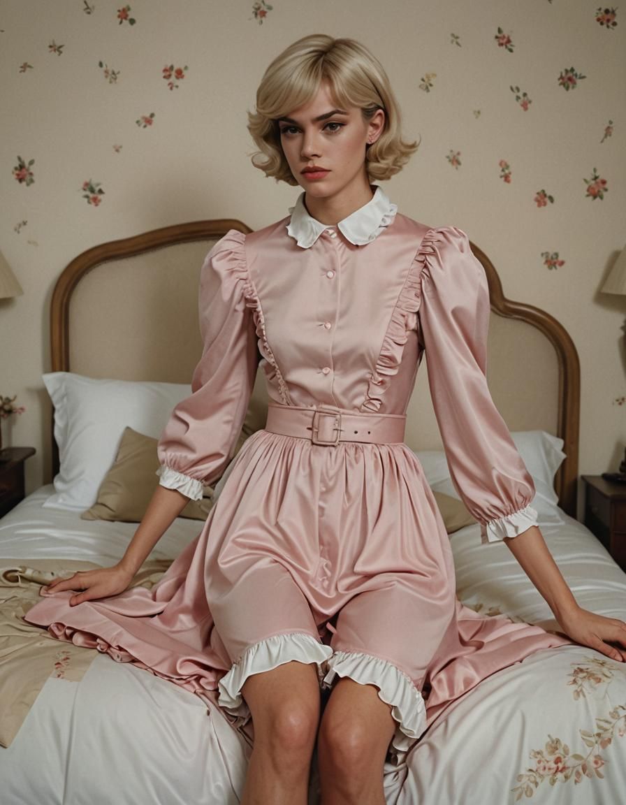 Boy Crossdressing Kisses Girl: Cinematic Film Still