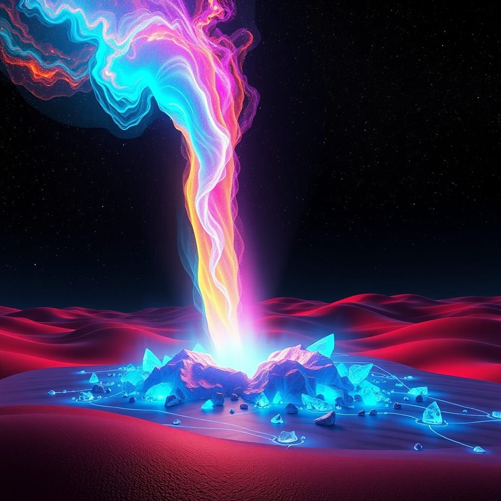 Abstract Cosmic Fountain in 3D Rendering