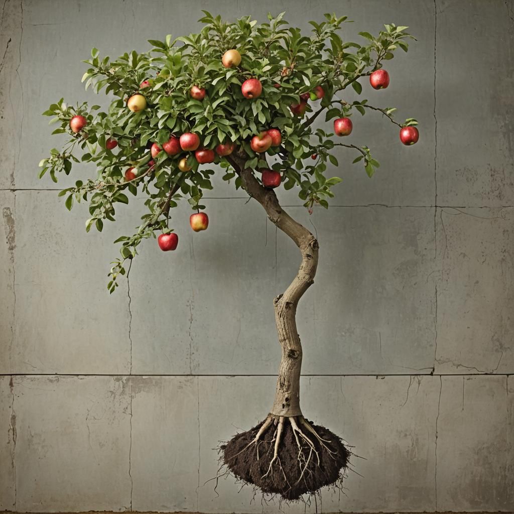 Upside Down Apple Tree: Roots to the Sky