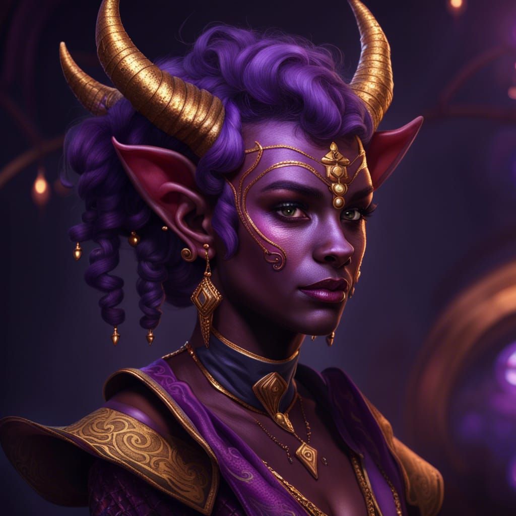 Whimsical Tiefling Warlock in a Fantasy Circus