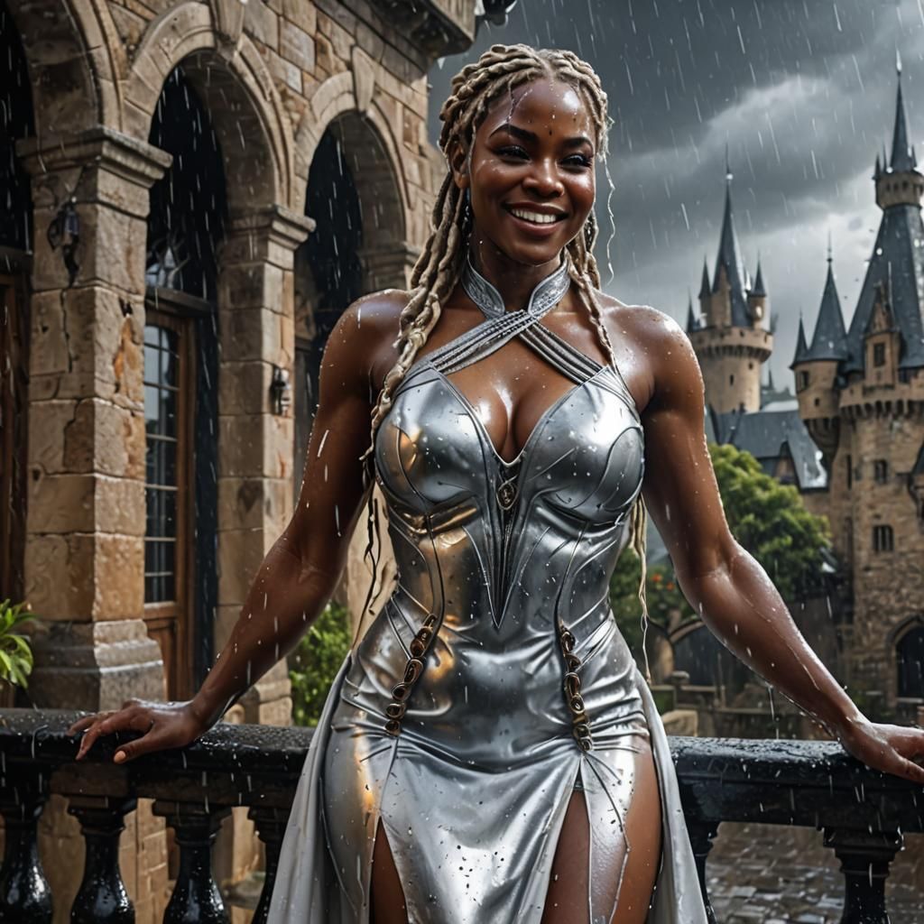 Sensual Alien Woman in Rain, Fantasy Art