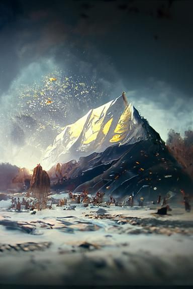 Golden Rain on Diamond Mountain in Winter