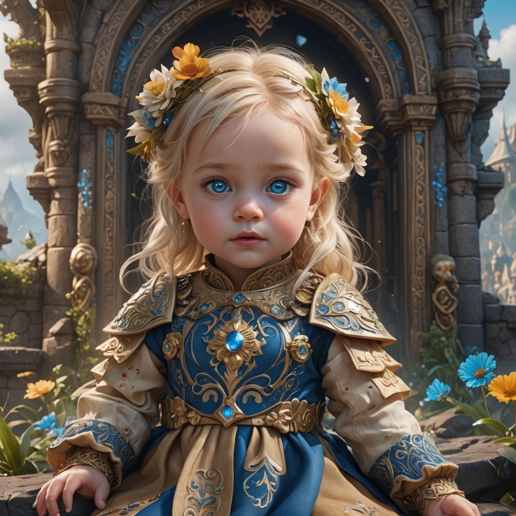 Blonde Baby Portrait in Detailed Digital Art