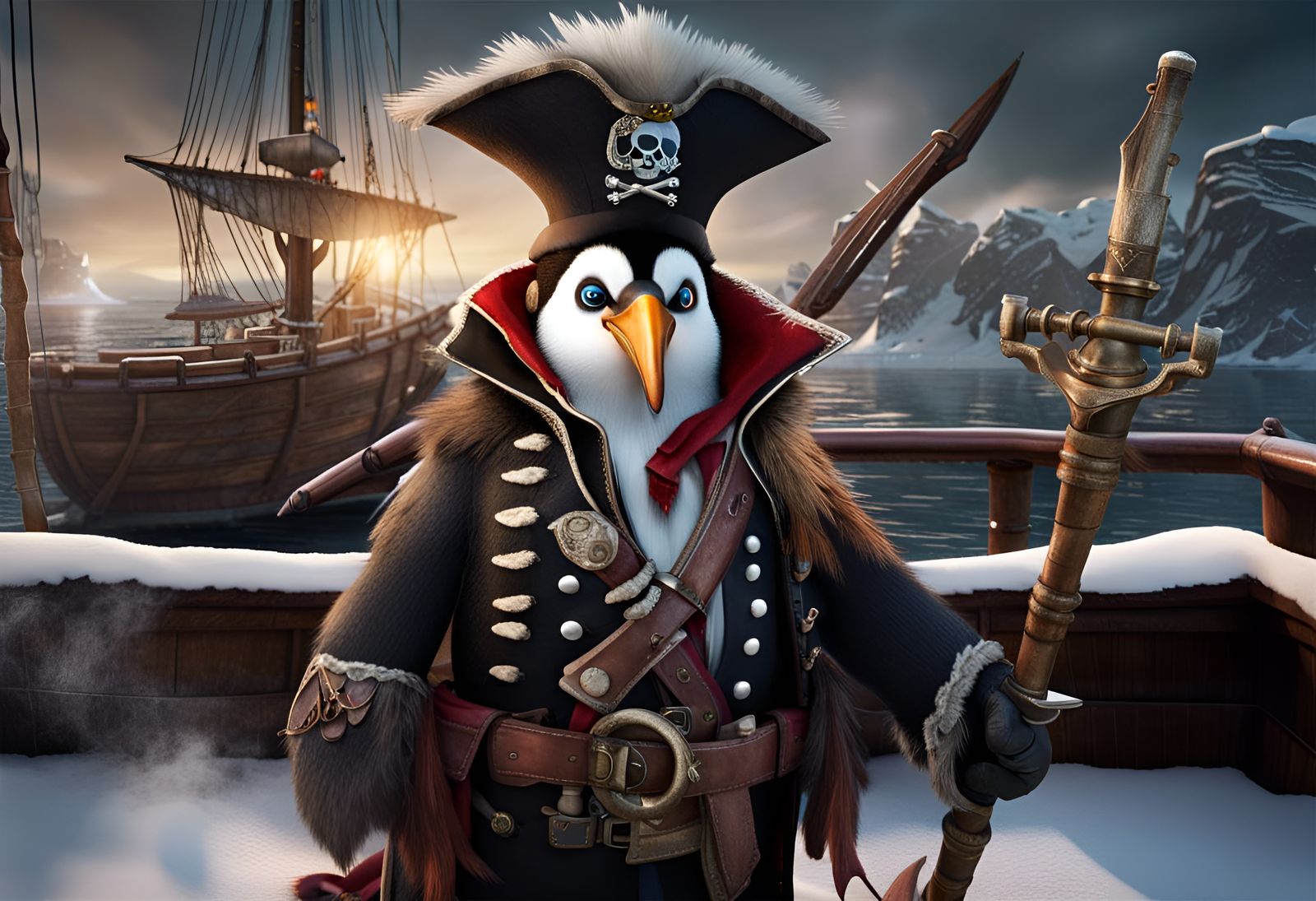 Realistic Penguin Pirate: Captain Featherbeak on The Frosty ...