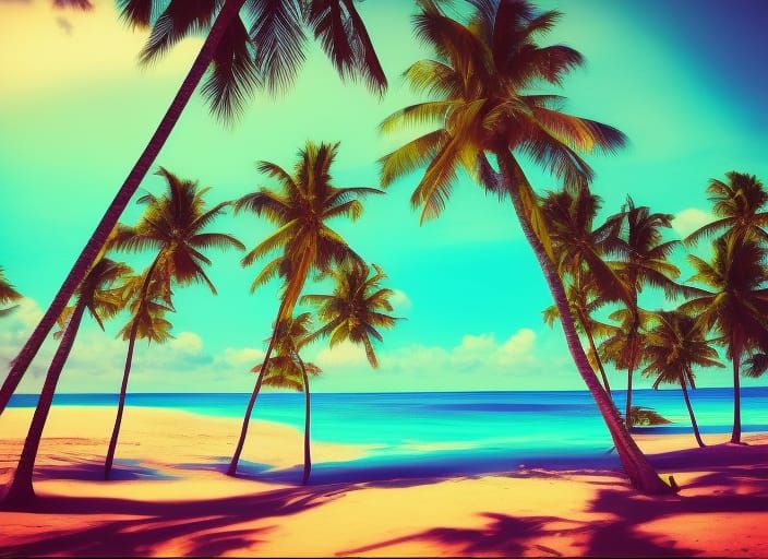 Synthwave Tropical Beach Paradise