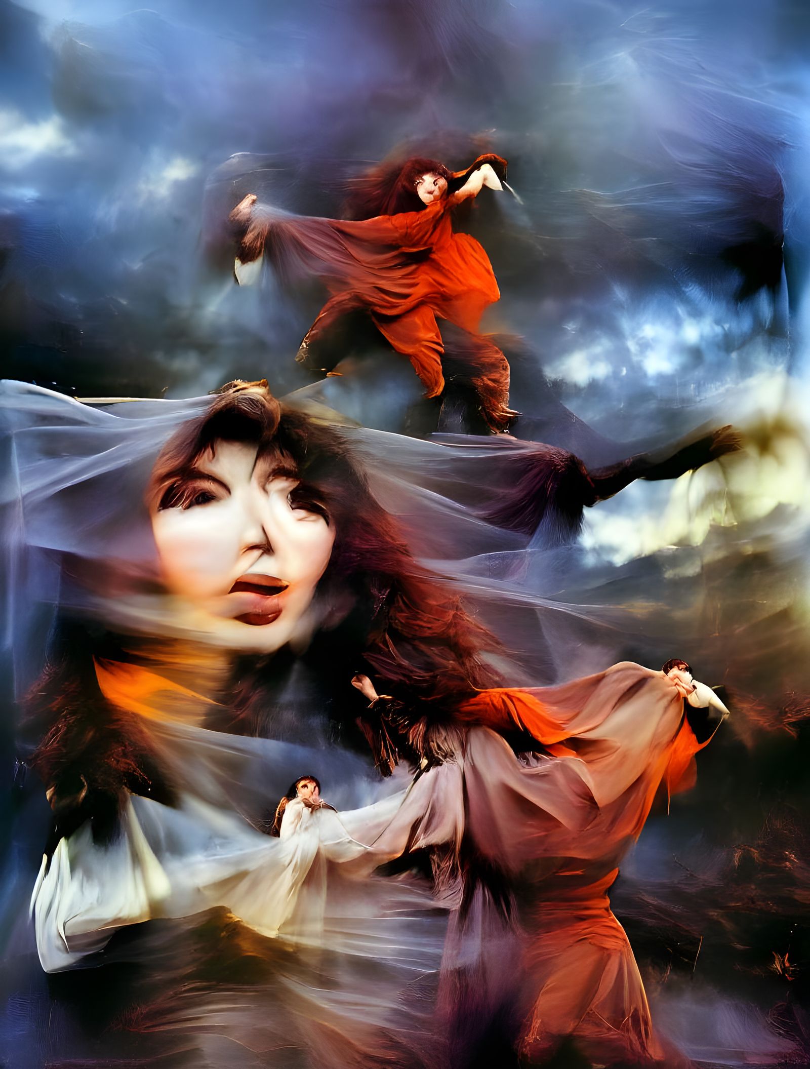 Ethereal Woman Dancing in Field: Digital Rendering