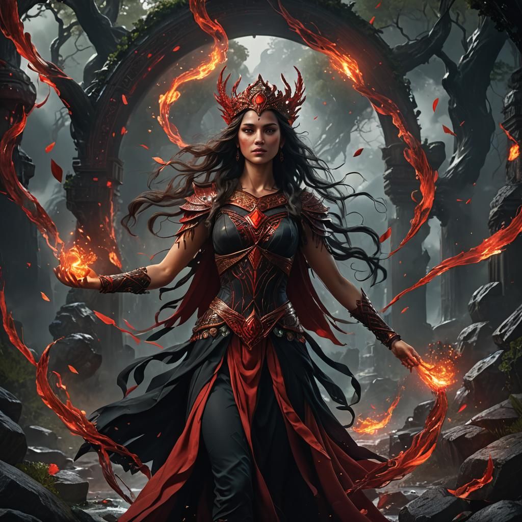 Elemental Goddess in Detailed Matte Painting Style