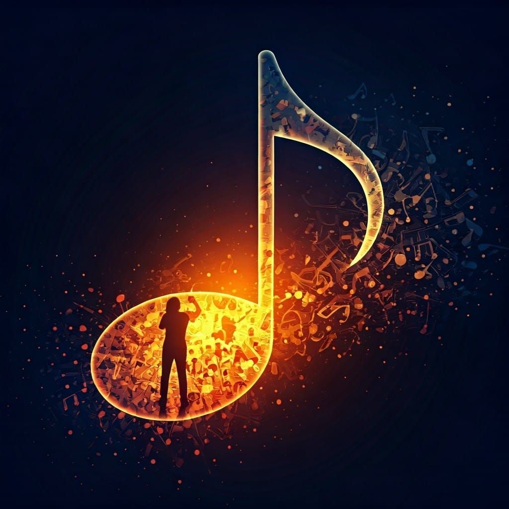 Music Note Double Exposure Art with Musicians