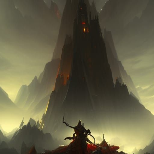 Axe of Death at Sword Mountain in Dark Fantasy Art