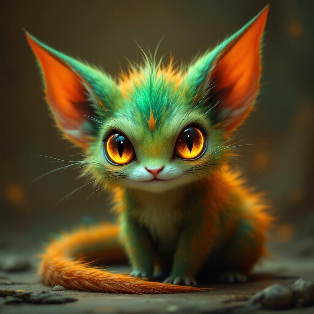 Fantasy Creature with Glowing Eyes, Digital Art