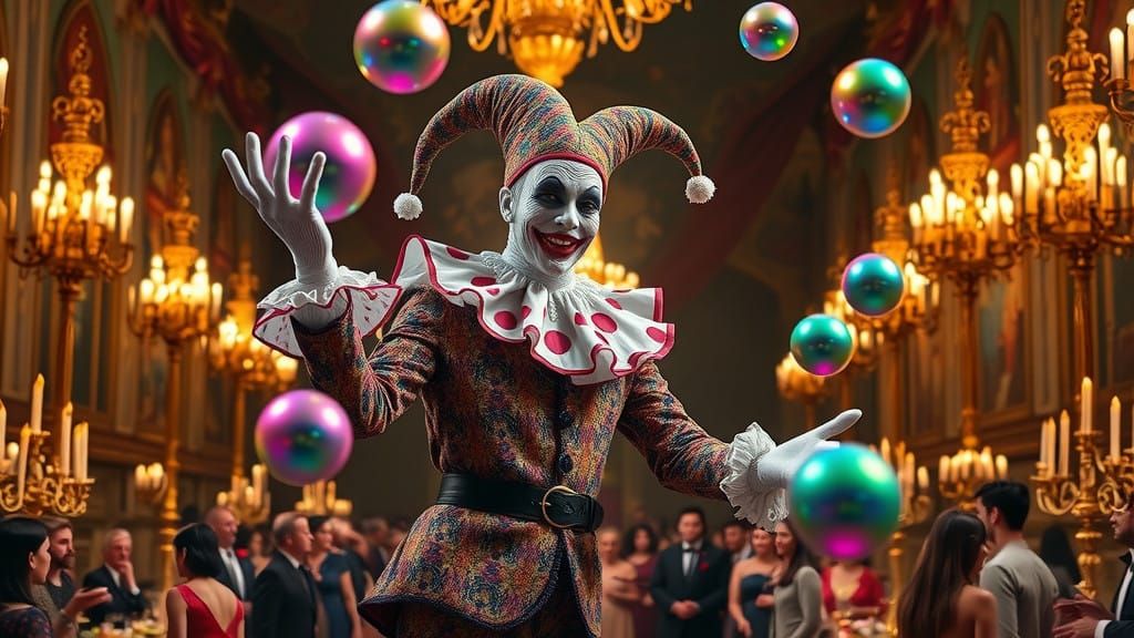 Majestic Jester Performs in Renaissance Castle