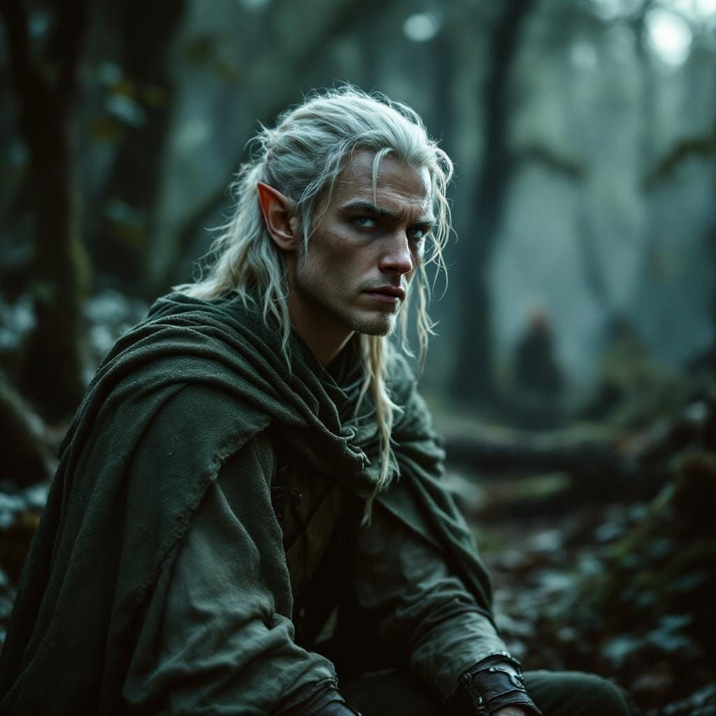 Elf in Misty Forest with Cinematic Lighting