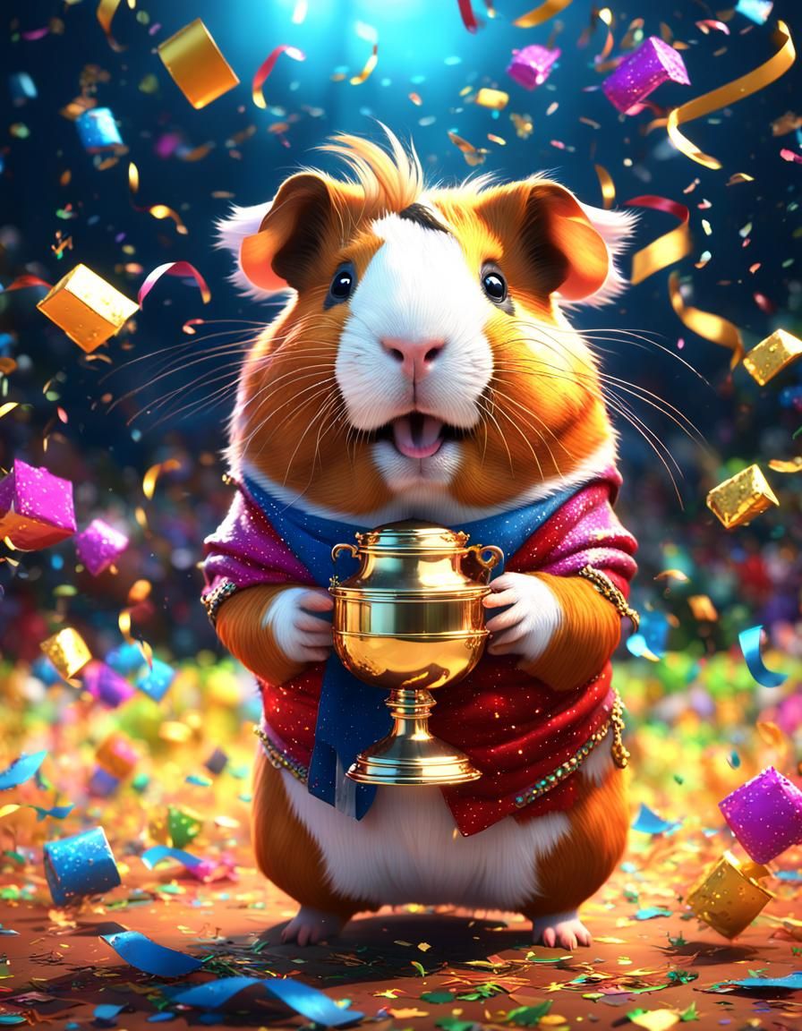 Guinea Pig Victory: Anime-Style 3D Rendering