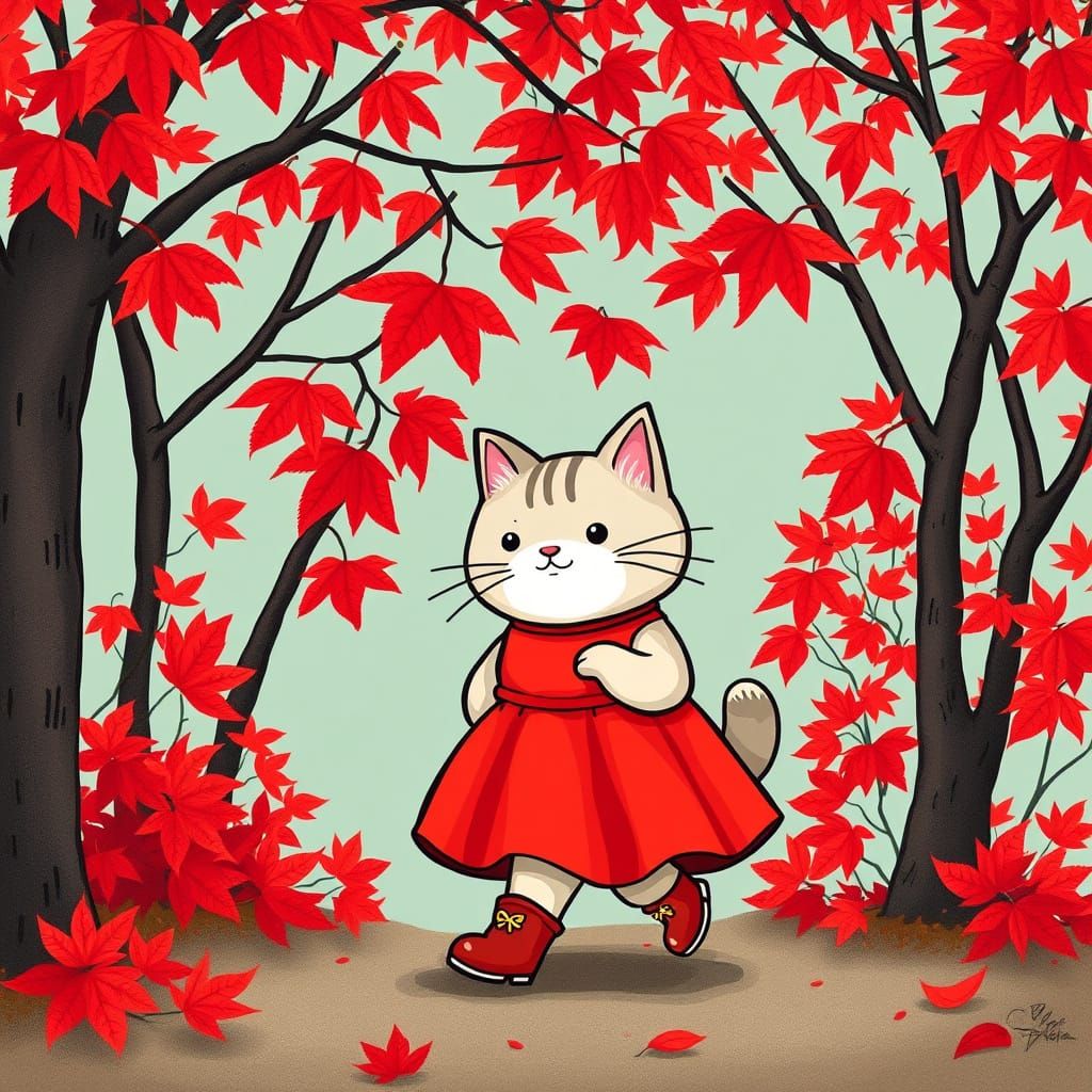 Pusheen in Whimsical Autumn Wonderland