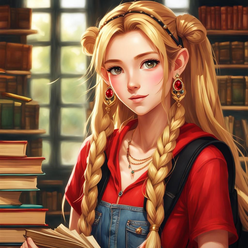 Fairy Teen College Girl in Anime Style